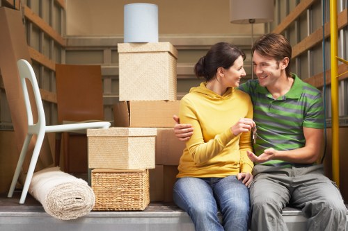 Expert mover organizing furniture for relocation